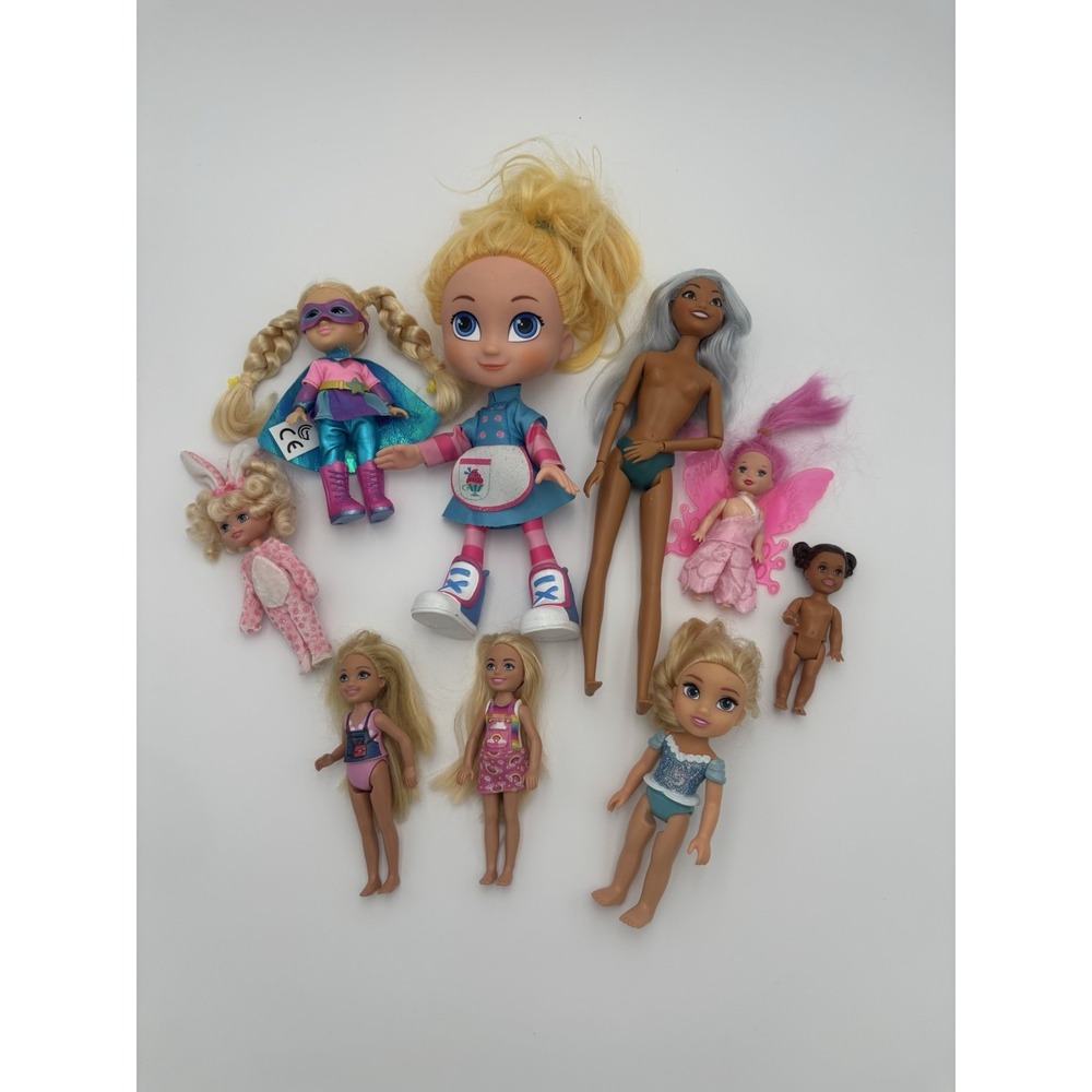 Lot of 9 Small Dolls Chelsea Barbie Disney Frozen Anna Toddler Mattel Mixed Toy